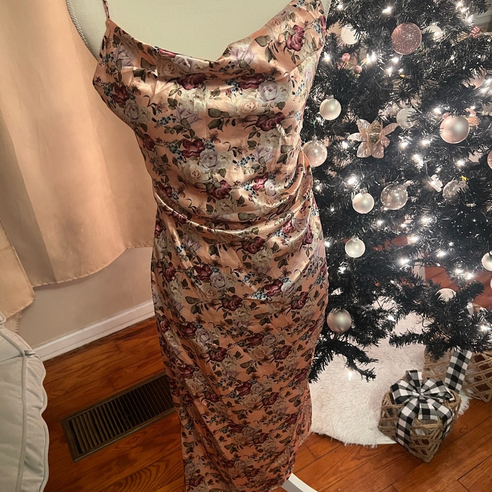 Molly Green Satin Slip Dress